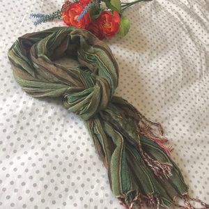green & brown striped scarf